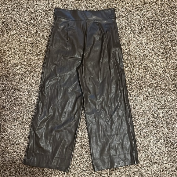 Zara Faux Leather Pants Flare Size Small Brown - Picture 6 of 9